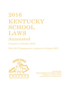 cover image of 2016 Kentucky School Laws Annotated